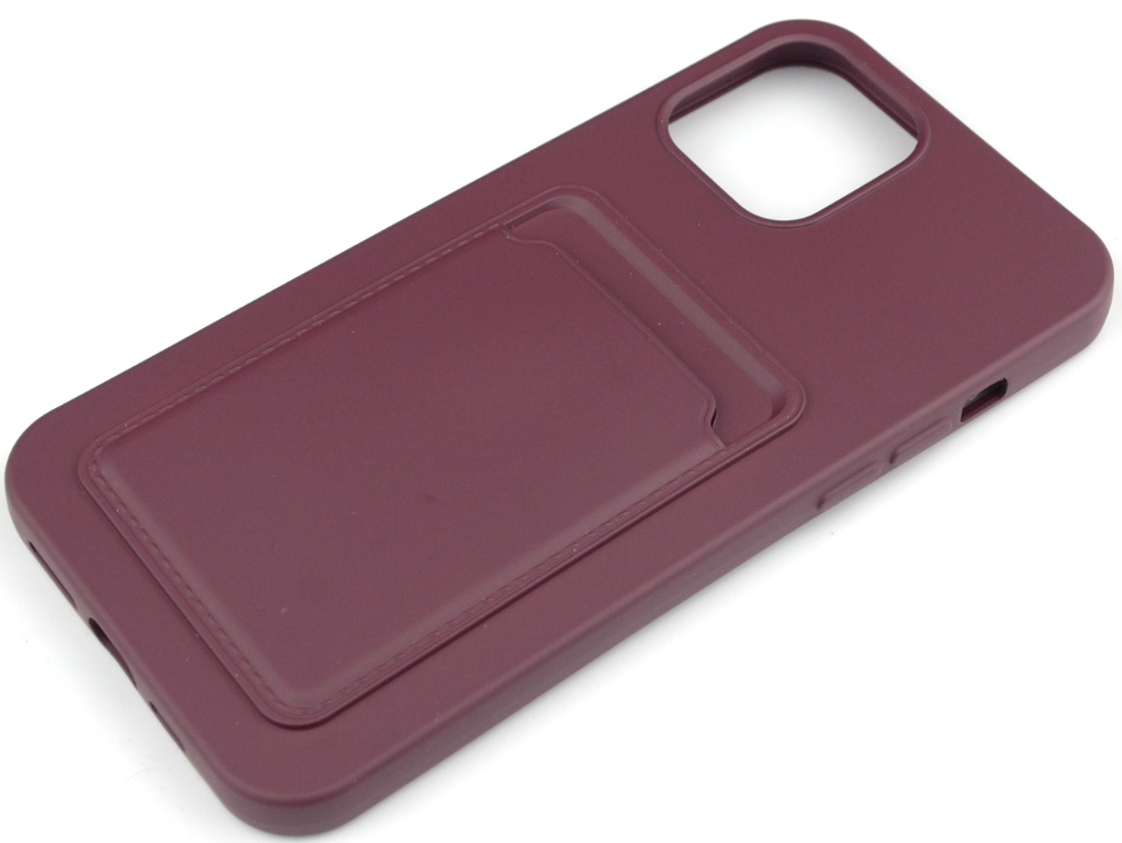 Чехол накладка силиконовый CTI для Apple iPhone 12 Pro Max (6.7) с карманом для карт (бордовый)