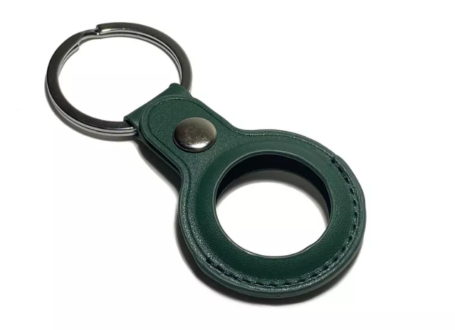 Чехол подвеска с кольцом для ключей для Airtag (экокожа, зеленый)