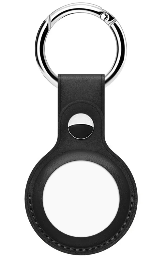 Чехол подвеска с кольцом iNeez для ключей для Airtag (экокожа, черный)