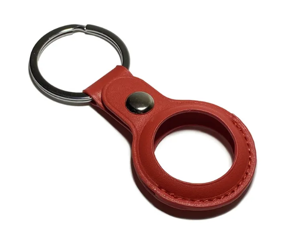 Чехол подвеска с кольцом для ключей для Airtag (экокожа, красный)