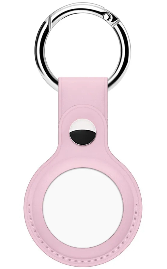 Чехол подвеска с кольцом iNeez для ключей для Airtag (экокожа, розовый)