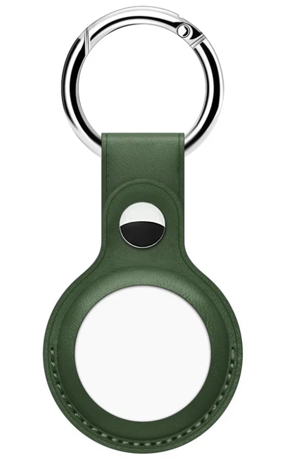 Чехол подвеска с кольцом iNeez для ключей для Airtag (экокожа, зеленый)