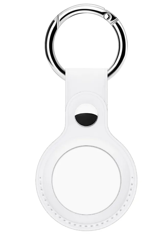 Чехол подвеска с кольцом iNeez для ключей для Airtag (экокожа, белый)