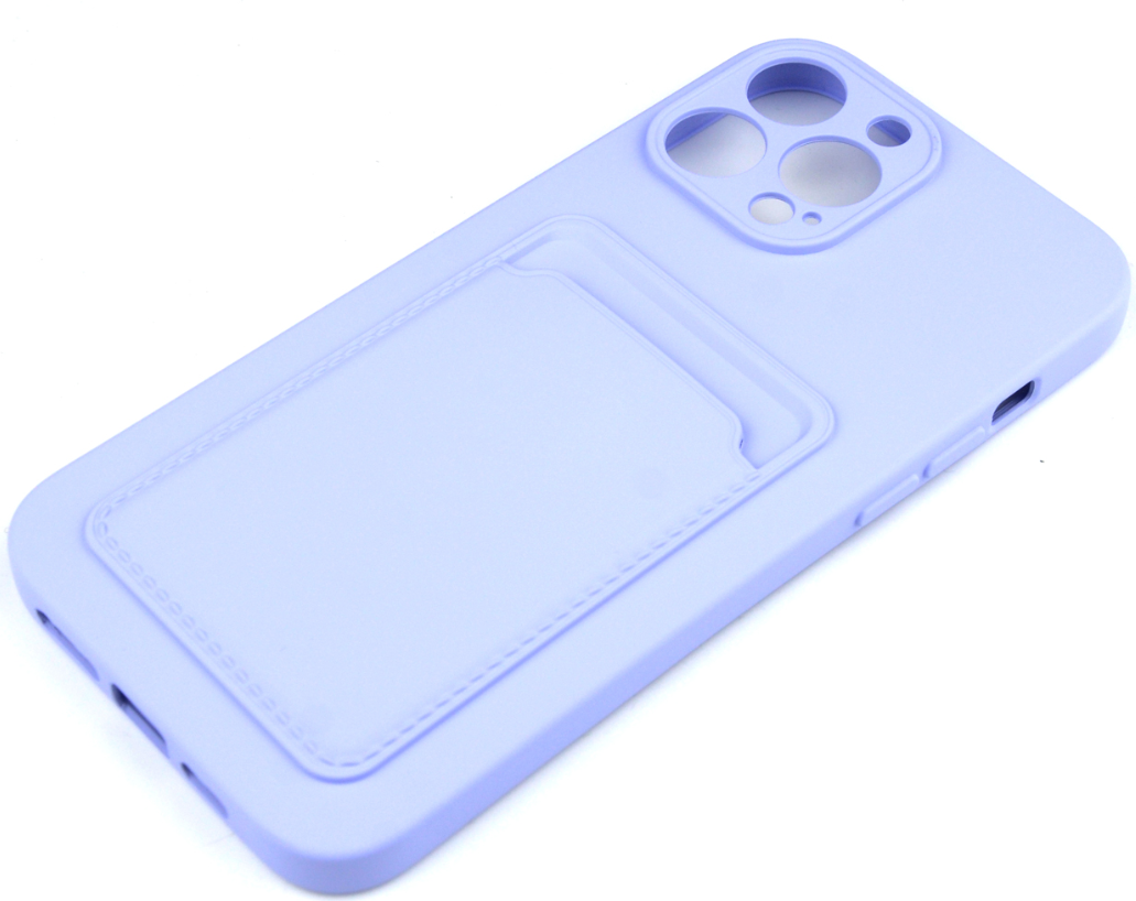 Чехол накладка силиконовый CTI для Apple iPhone 13 Pro Max (6.7) с защитой объектива камеры и карманом для карт (лаванда)