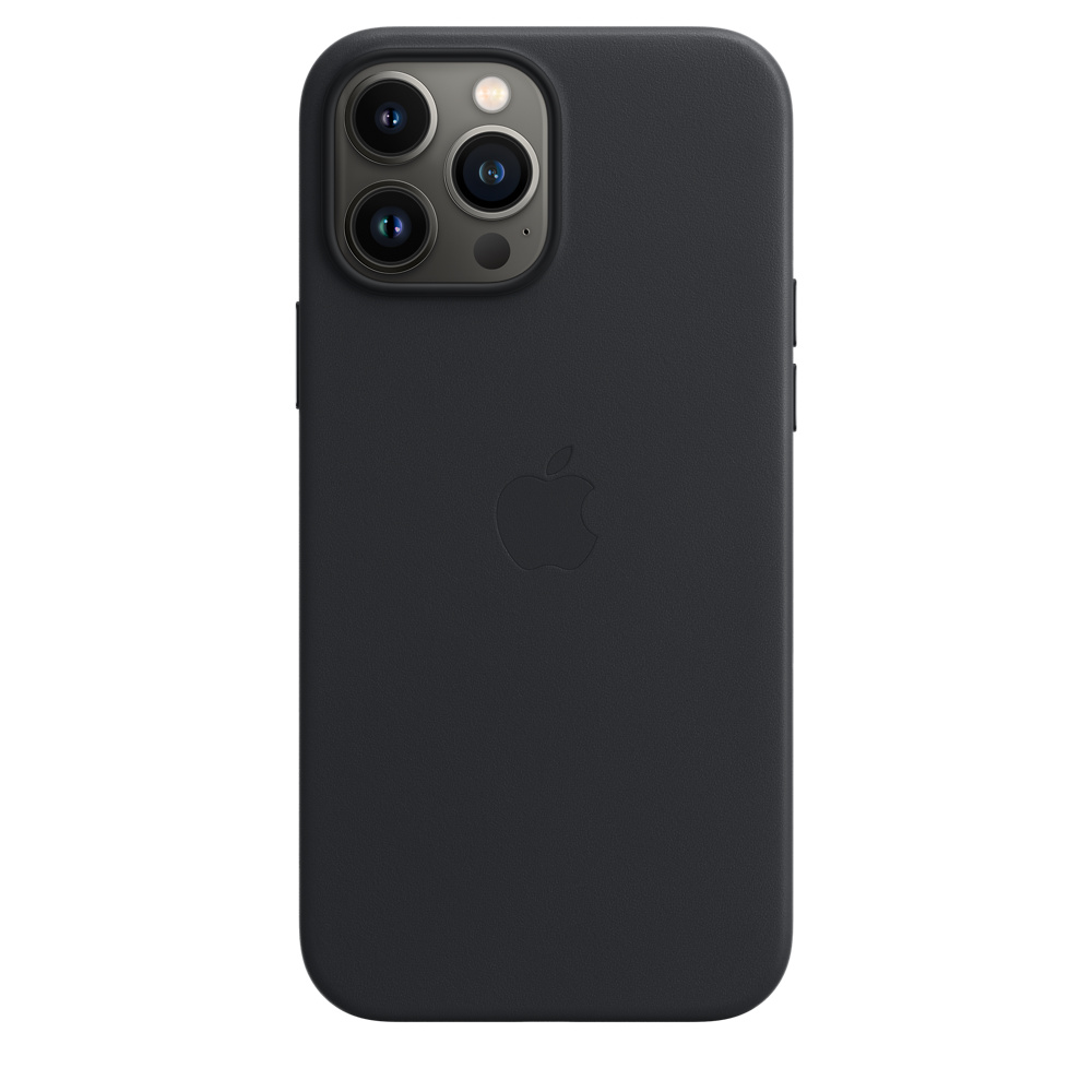 Чехол клип-кейс кожаный Apple Leather Case MagSafe для iPhone 13 Pro Max, цвет «тёмная ночь» (MM1R3ZE/A)