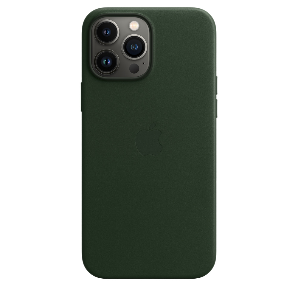 Чехол клип-кейс кожаный Apple Leather Case MagSafe для iPhone 13 Pro Max, цвет «зелёная секвойя» (MM1Q3ZE/A)