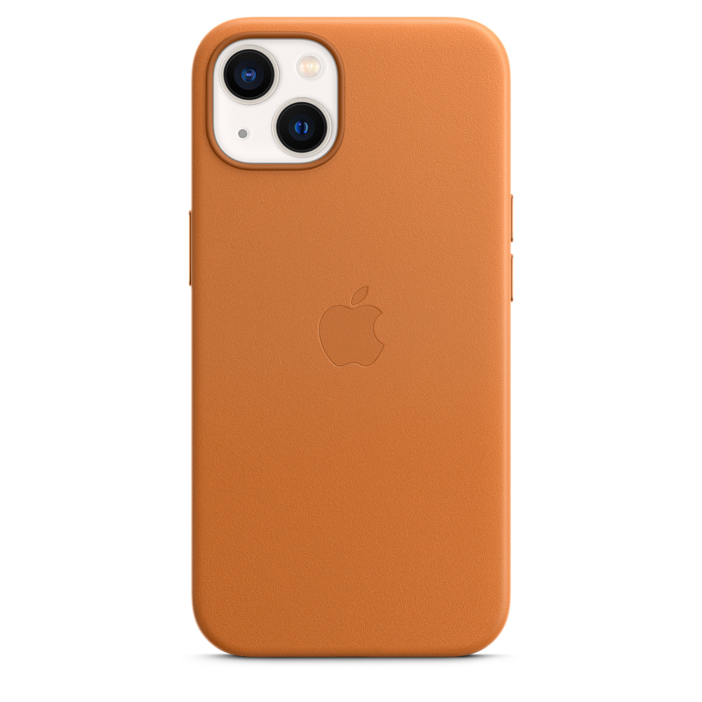 Чехол клип-кейс кожаный Apple Leather Case MagSafe для iPhone 13, цвет «золотистая охра» (MM103ZE/A)