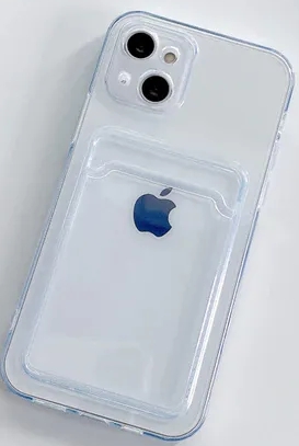 Чехол накладка силиконовый CTI для Apple iPhone 13 (6.1) с защитой объектива камеры и карманом для карт (прозрачный)