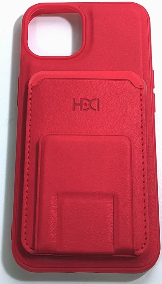 Чехол накладка HDCI с магнитным карманом для карт/визитница для iPhone 13 (красный)