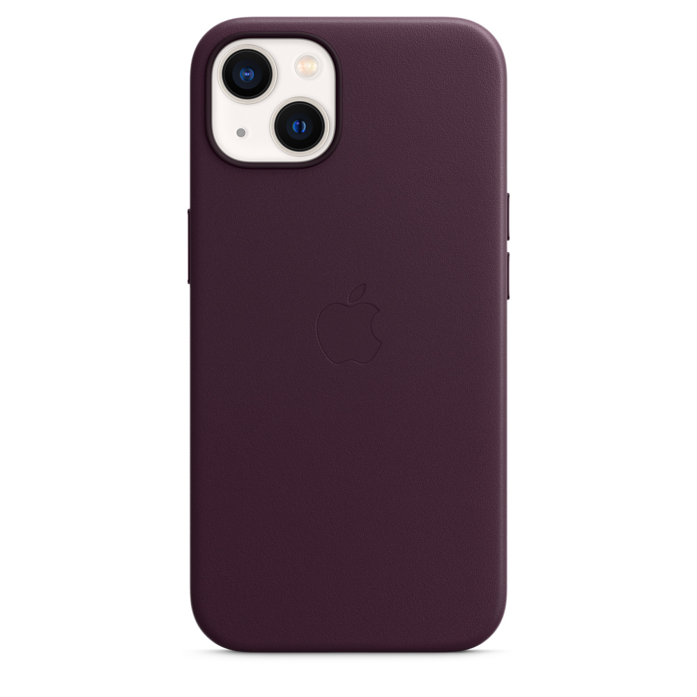 Чехол клип-кейс кожаный Apple Leather Case MagSafe для iPhone 13, цвет «тёмная вишня» (MM143ZE/A)