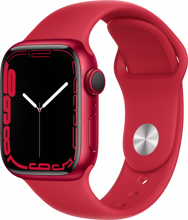 Часы Apple Watch Series 7, 41 мм, корпус из алюминия цвета (PRODUCT)RED, спортивный ремешок (PRODUCT)RED (MKN23)