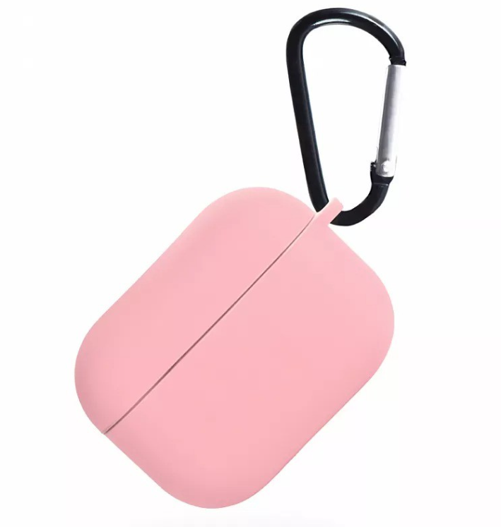 Чехол силиконовый iNeez для AirPods 3 с карабином (розовый)