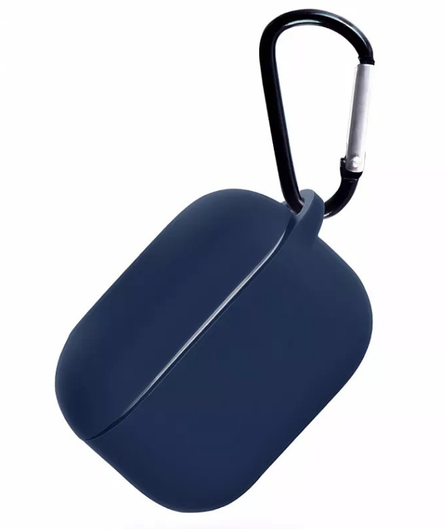 Чехол силиконовый  iNeez для AirPods 3 с карабином (темно-синий)
