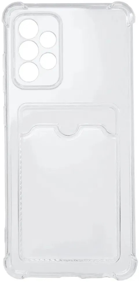 Чехол накладка силиконовый CTI для Samsung Galaxy A13 (SM-A135) с защитой объектива камеры и карманом для карт (прозрачный)