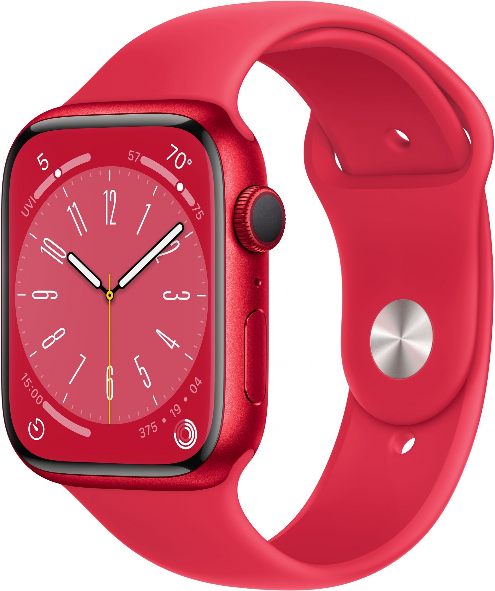 Часы Apple Watch Series 8, 45 мм, корпус из алюминия цвета (PRODUCT)RED, спортивный ремешок цвета (PRODUCT)RED, размер M/L (MNUU3)