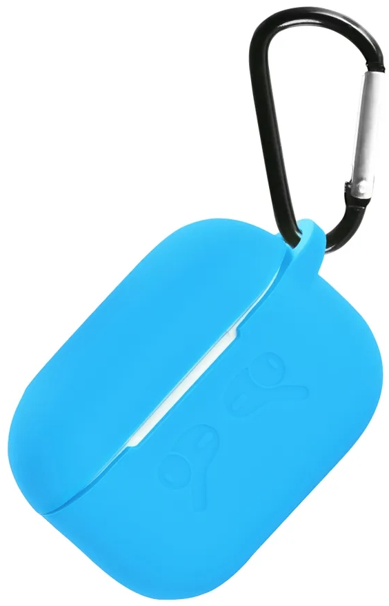 Чехол для Airpods Pro 2 Gurdini прорезиненный soft touch c карабином (голубой)