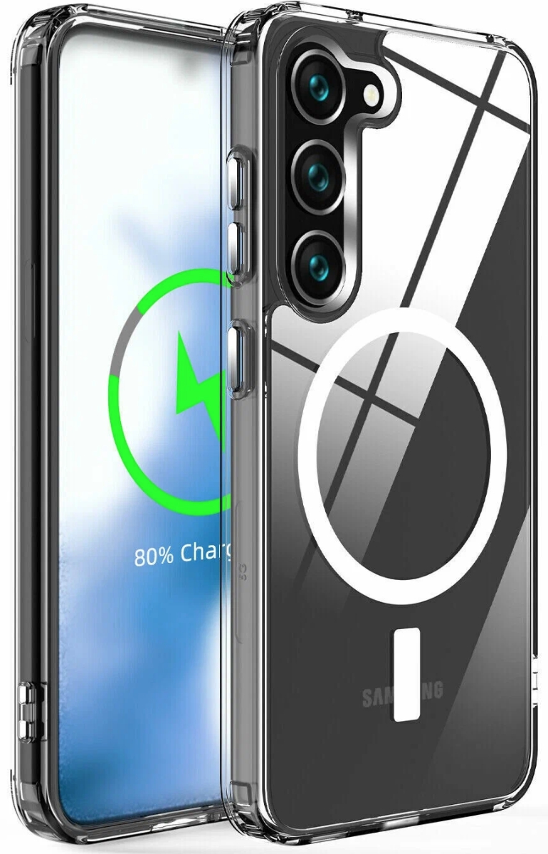 Чехол накладка из плотного силикона MUTURAL с поддержкой MagSafe для Samsung Galaxy S23 (прозрачный)