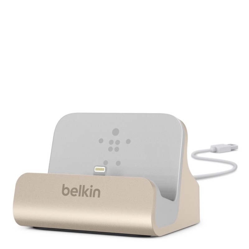 Док-станция Belkin Charge + Sync Dock для iPhone 5/5C/5S/6/6+/6s/6s+/SE, (золотой)