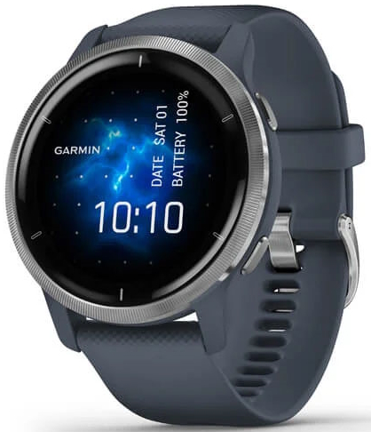 Спортивные часы Garmin Venu 2, синий гранит с серебристым безелем