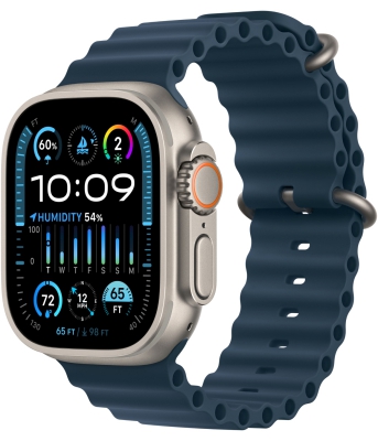 Часы Apple Watch Ultra 2 Cellular, 49 мм, корпус из титана, ремешок Ocean синего цвета (MREG3, MRF73)