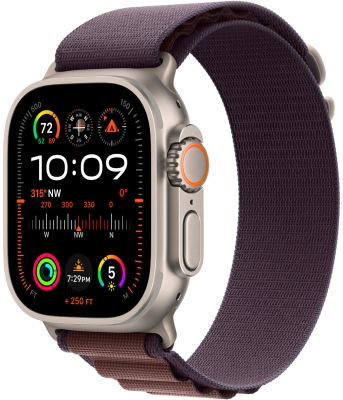 Часы Apple Watch Ultra 2 Cellular, 49 мм, корпус из титана, браслет Alpine цвета «индиго», размер S (MRER3)