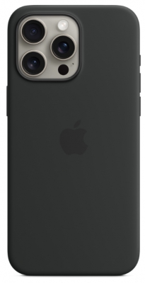 Чехол клип-кейс силиконовый Apple Silicone Case MagSafe для iPhone 15 Pro Max, цвет Black (MT1M3)