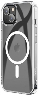 Чехол накладка силиконовый HOCO Premium c поддержкой MagSafe противоударный для Apple iPhone 15 Plus (прозрачный) : 15731