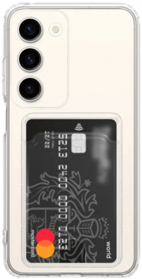 Чехол накладка силиконовый CTI для Samsung Galaxy S23 FE с защитой объектива камеры и карманом для карт (прозрачный)