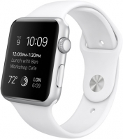 Часы Apple Watch Sport, Корпус 42 мм из серебристого алюминия, спортивный ремешок белый (B1)