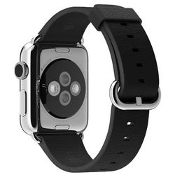 Ремешок чёрного цвета с классической пряжкой для Apple Watch 38 мм