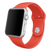 Часы Apple Watch Sport, Корпус 42 мм из серебристого алюминия, спортивный ремешок оранжевый (B4) (MLC42)