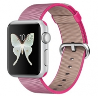 Apple Watch Sport Корпус 38 мм, серебристый алюминий, ремешок из плетёного нейлона розового цвета (MMF32)