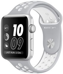 Apple Watch Nike+, Корпус 42 мм из серебристого алюминия, спортивный ремешок Nike цвета «листовое серебро/белый» (MNNT2)