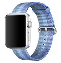 Ремешок из плетёного нейлона цвета «голубое озеро», в полоску для Apple Watch 38 мм (MPVX2ZM/A)