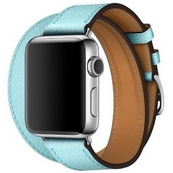 Ремешок Hermès Double Tour из кожи Epsom цвета Bleuphyr для Apple Watch 38 мм (MPXC2ZM/A)