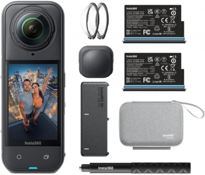 Экшн-камера Insta360 X5, 8K, водонепроницаемая (Essentials Bundle), чёрная
