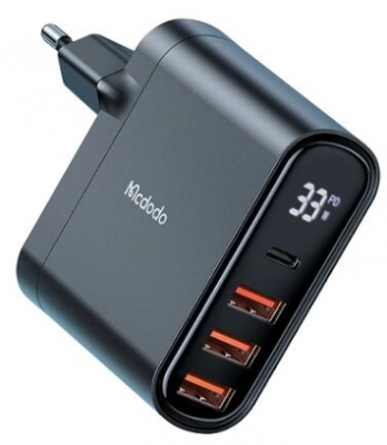 Сетевое зарядное устройство Mcdodo CH-2250 33W 4in1 (1xUSB-C/3 USB-A/дисплей) черный