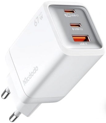 Сетевое зарядное устройство Mcdodo 67W Gan Series CH-0971 2xUSB-C + USB-A/PD 3.0/QC 3.0/67Вт (белое)