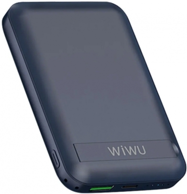 Внешний аккумулятор с подставкой WIWU Snap Cube 10000 mAh c поддержкой MagSafe 15W (голубой)