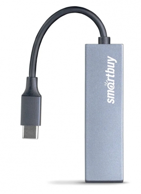 Хаб USB Type-C Smartbuy 460С  2xUSB 3.0 металлический корпус (SBHA-460C-G) серый