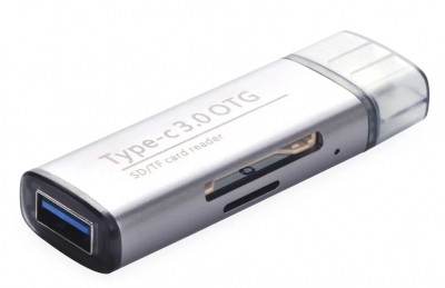 Адаптер переходник iNeez USB-C Card Reader USB&OTG 3in1 ADS-103 (серый)