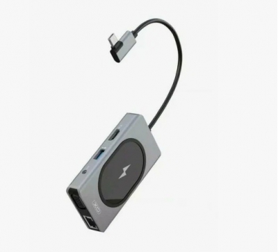 Мультихаб XO HUB007 9-in-1 Type-C to HDMI/VGA/SD/4*USB 3.0/USB2.0/3,5mm/RJ45/PD (Серый металлик)