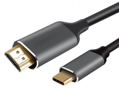 Кабель-переходник VCOM Aluminium Shell USB 3.1  4K@60H для подключения периферийных устройств HDMI/USB Type-C 1.8м (черный)