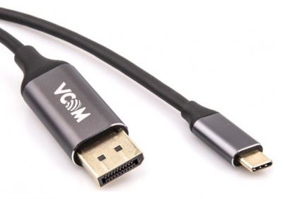 Кабель-переходник VCOM Aluminium Shell USB 3.1 4K@60H для подключения периферийных устройств DisplayPort/USB Type-C 1.8м (черный)