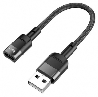Переходник U107 USB на Type-C 10 сантиметров (Черный)