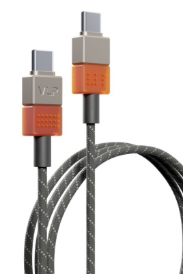 Кабель из износостойкой нейлоновой оплетки магнитный VLP NEO Type-C to Type-C 1.5m 100W 1037001 (amber gray,  янтарно серый)