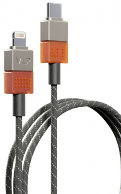 Кабель из износостойкой нейлоновой оплетки магнитный VLP NEO Type-C to Lightning 1.5m 27W 1037002 (amber gray, янтарно серый)