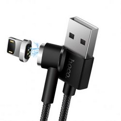 Кабель магнитный Hoco U20 Magnetic L-Shape Cable USB-Lightning (черный)