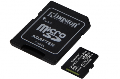 Карта памяти Kingston Canvas Select Plus microSDXC 128 ГБ Class 10, V10, A1, UHS-I U1, R 100 МБ/с, адаптер на SD
