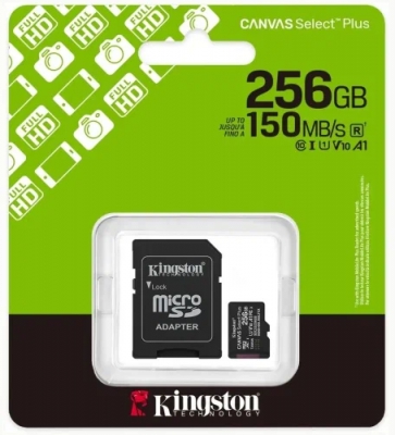 Карта памяти Kingston Canvas Select Plus microSDXC SDCS3/256GB 256GB V10 A1 + SD Adapter
